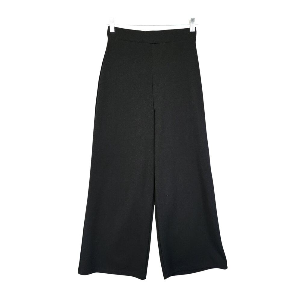 Hunter & Brown Womens Wide Leg Cropped Pants Size Small Black Pull On Ponte Knit